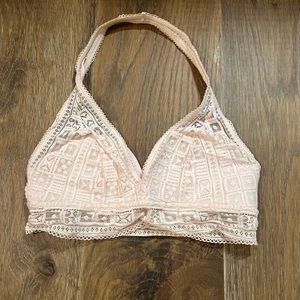 Halter neck pink lace bralette